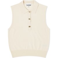 Sveter GANNI Cashmere Mix Sleeveless Polo Vest Béžová | K2131-354, 1