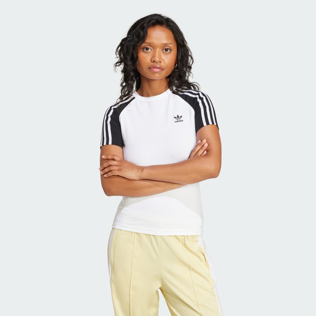 Tričko adidas Performance 3-Stripes Raglan Slim T-Shirt Biela | JD0834, 0