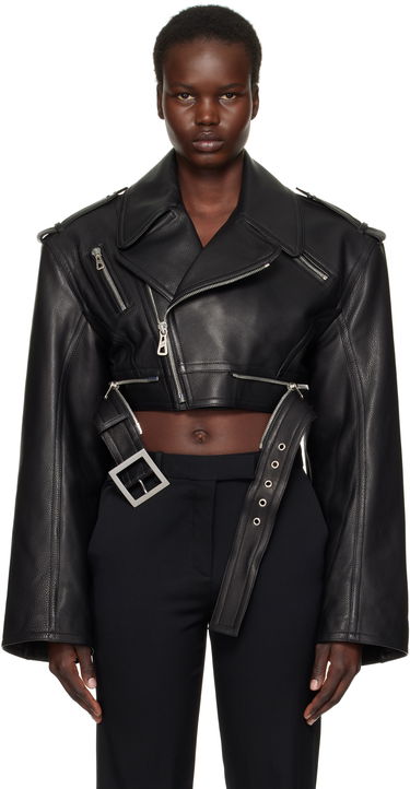 Bunda Jean Paul Gaultier Jean Paul Gaultier 'The Cropped Perfecto' Cropped Leather Jacket Čierna | 25/33-F-VE103B-L027-0062, 0