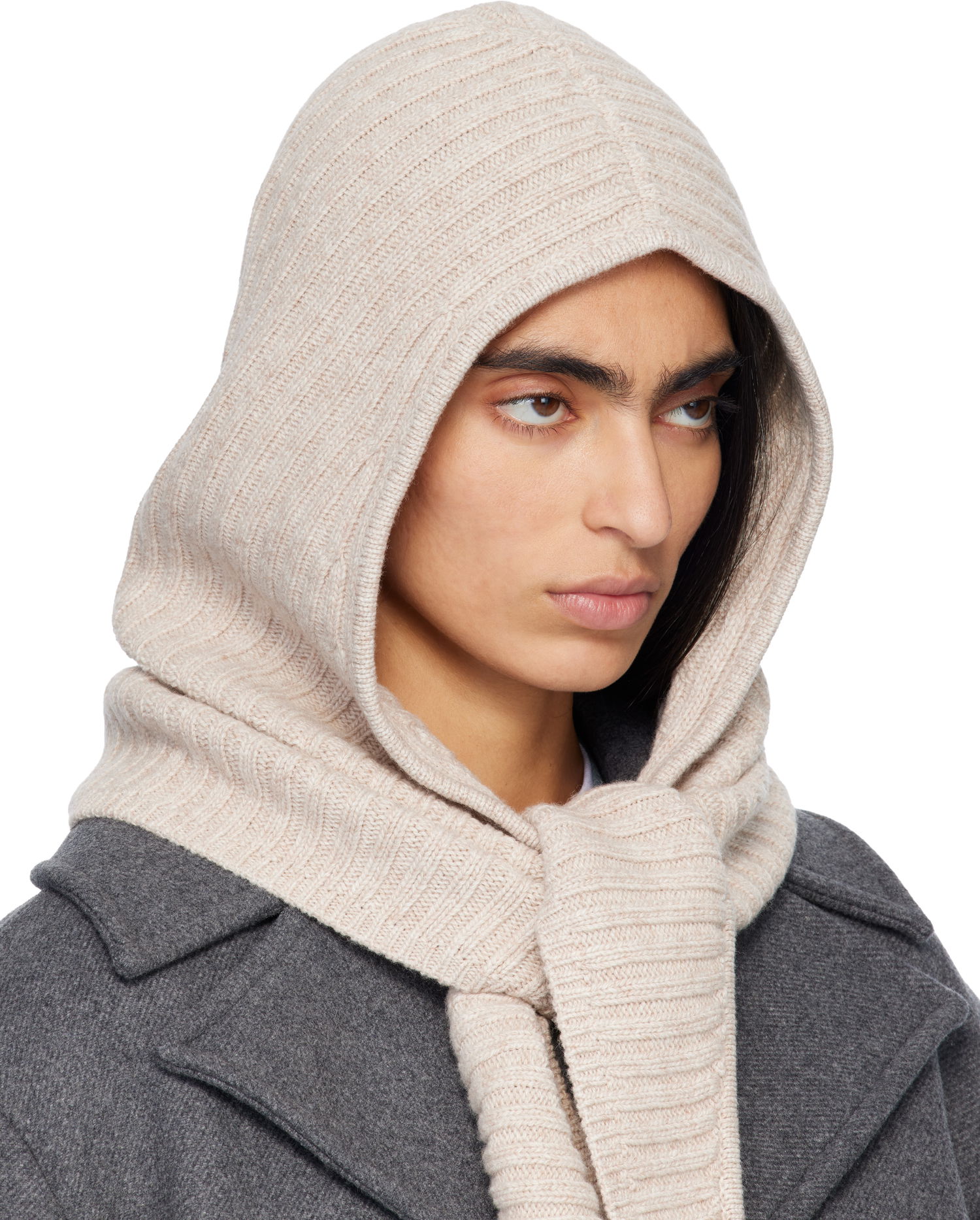 Klobúk GANNI Wool Mix Balaclava Béžová | A6926, 1