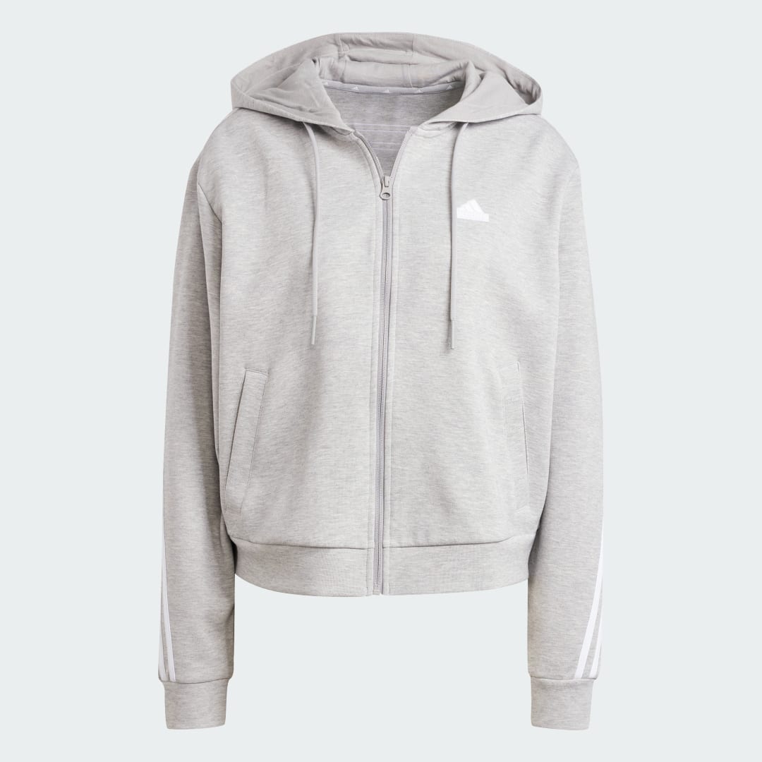 Mikina adidas Performance 3-Stripes Full Zip Hoodie Grey Šedá | IS3678, 1