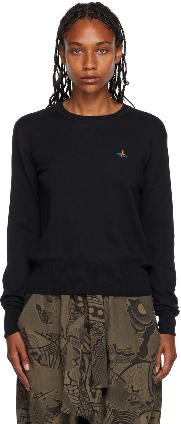 Sveter Vivienne Westwood Embroidered Logo Crew Neck Sweater Čierna | 18030019-Y000E-, 0