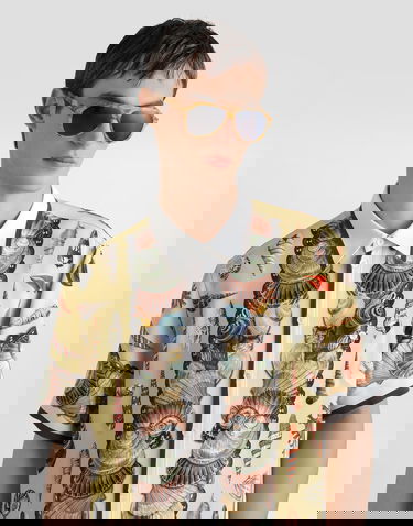 Košeľa Dolce & Gabbana Dolce & Gabbana Shell-Print Crêpe Hawaii Shirt Žltá | G5LG9THI1ZDHG5PO, 3