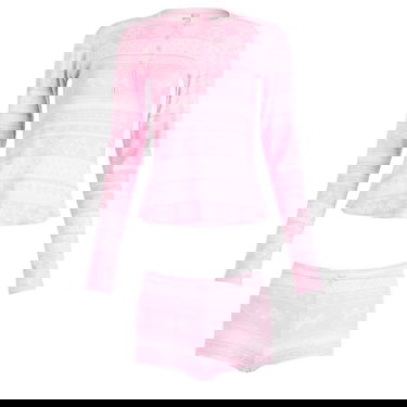 Pyžamo SKIMS Plush Pointelle Bow Fairisle Henley & Short Set Ružová | ST-SST-10867W-BBW, 1