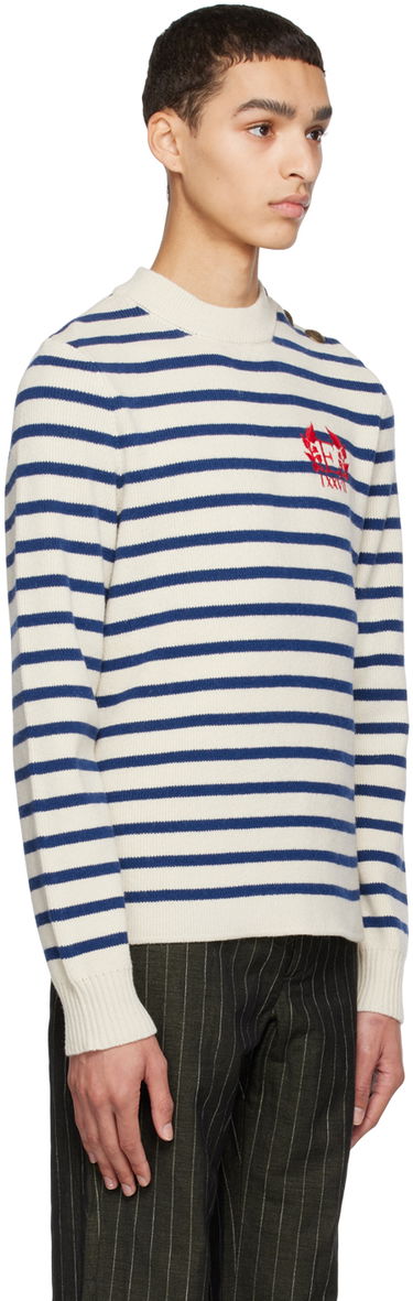 Sveter Erdem Sweater With Shoulder Buttons and Embroidered Logo Biela | MS23_812MGSCWK HAMISH JUMPER, 1