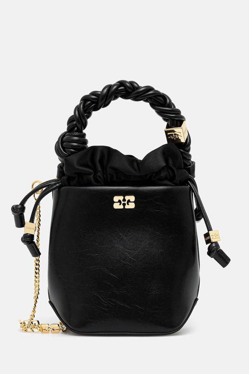 Kabelka GANNI GANNI Bou Bucket Mini Crinkle Oleatex Bag Čierna | A6509