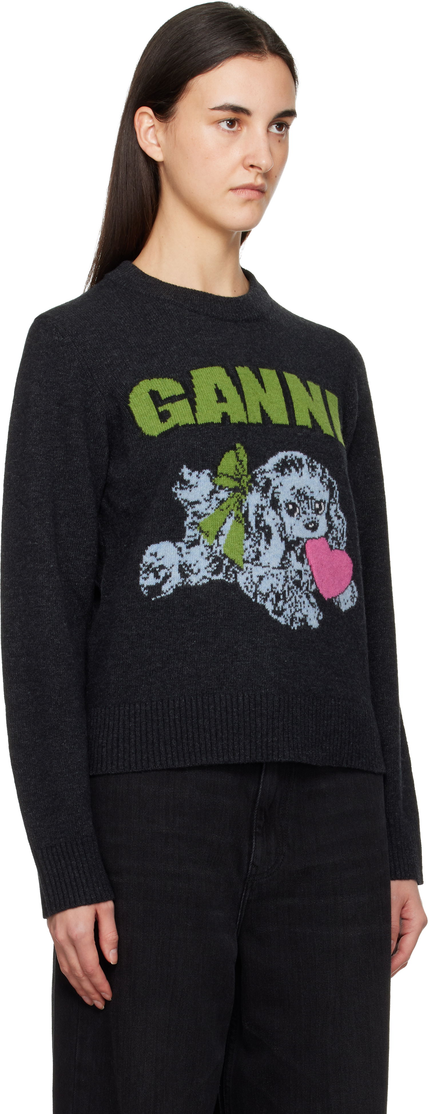 Sveter GANNI GANNI Puppy Wool Jumper Šedá | K2597, 1