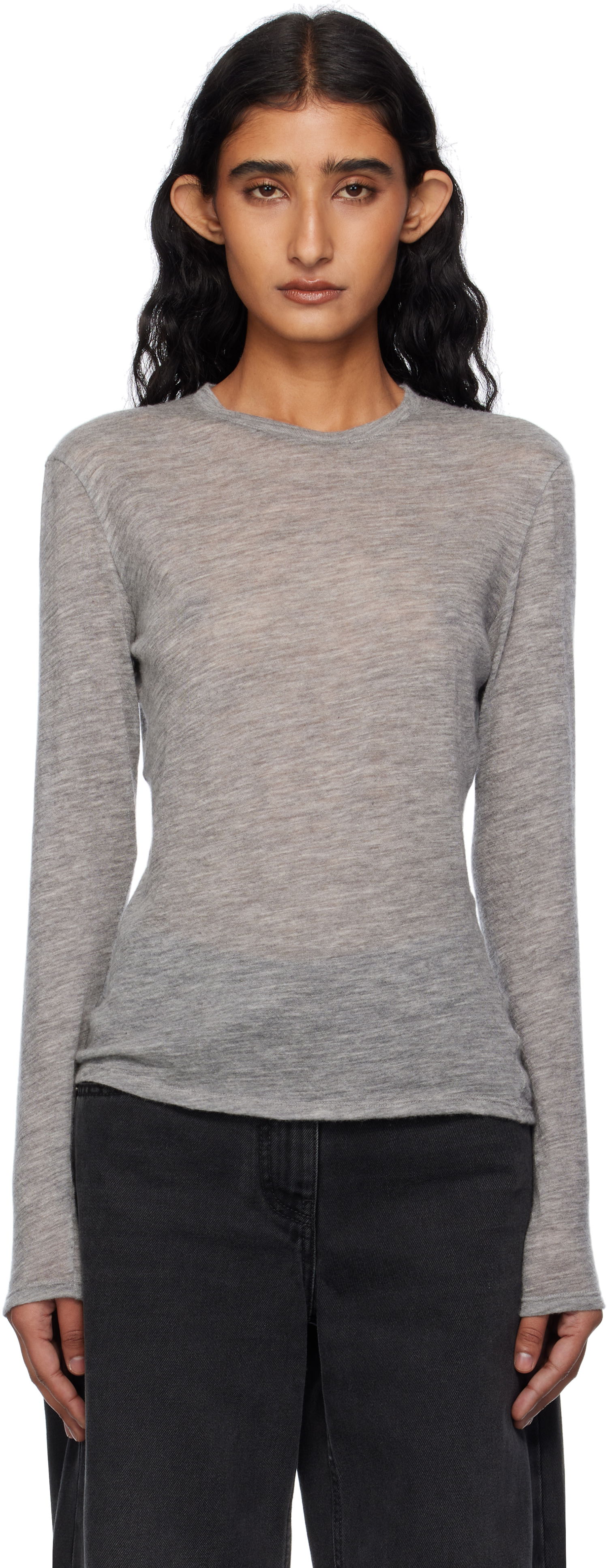 Sveter The Row The Row Iverness Long Sleeve Sweater Šedá | 5590-K52, 0