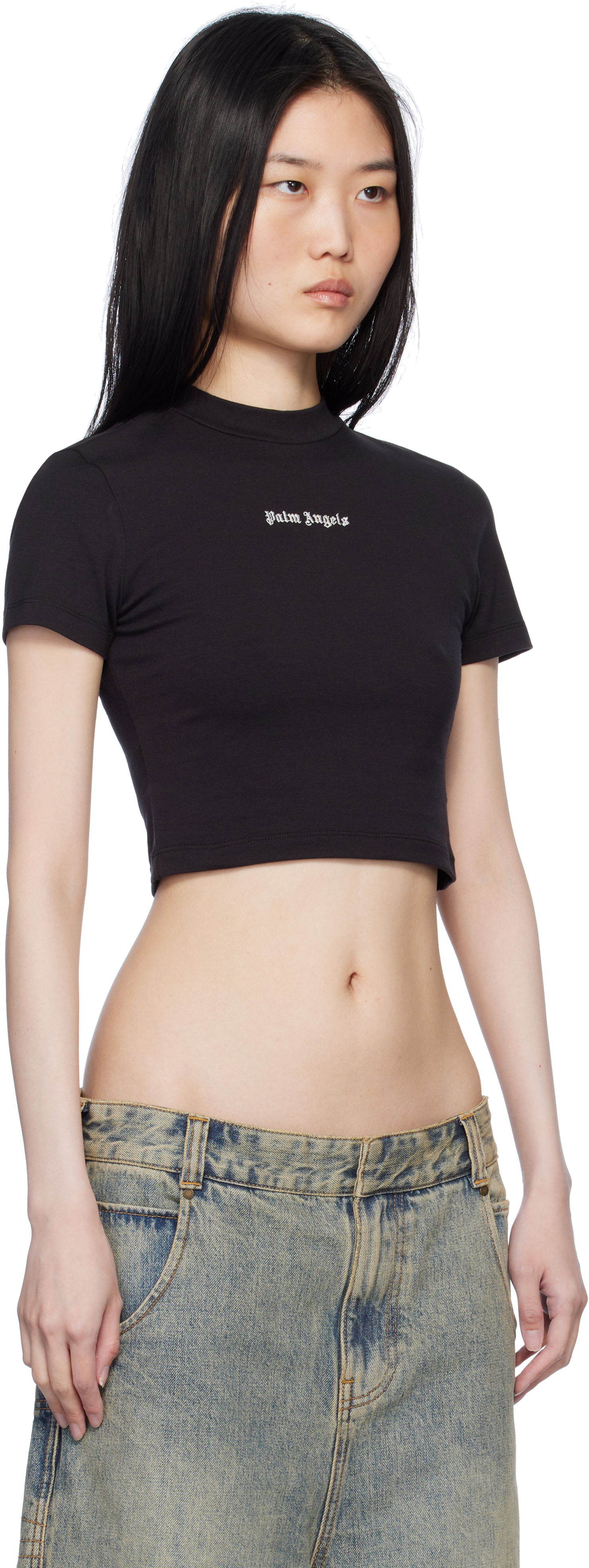 Crop Top Palm Angels Classic Logo Crop T-Shirt Čierna | PWAA074C99JER0011003, 1