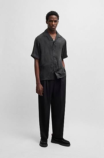 Košeľa BOSS Loose-Fit Twill Shirt Čierna | 50539342, 1