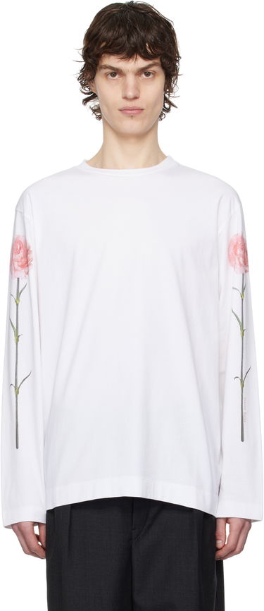 Tričko Simone Rocha Simone Rocha Carnation Print Long Sleeve T-Shirt Biela | 5194P32P32A-M 0569, 0