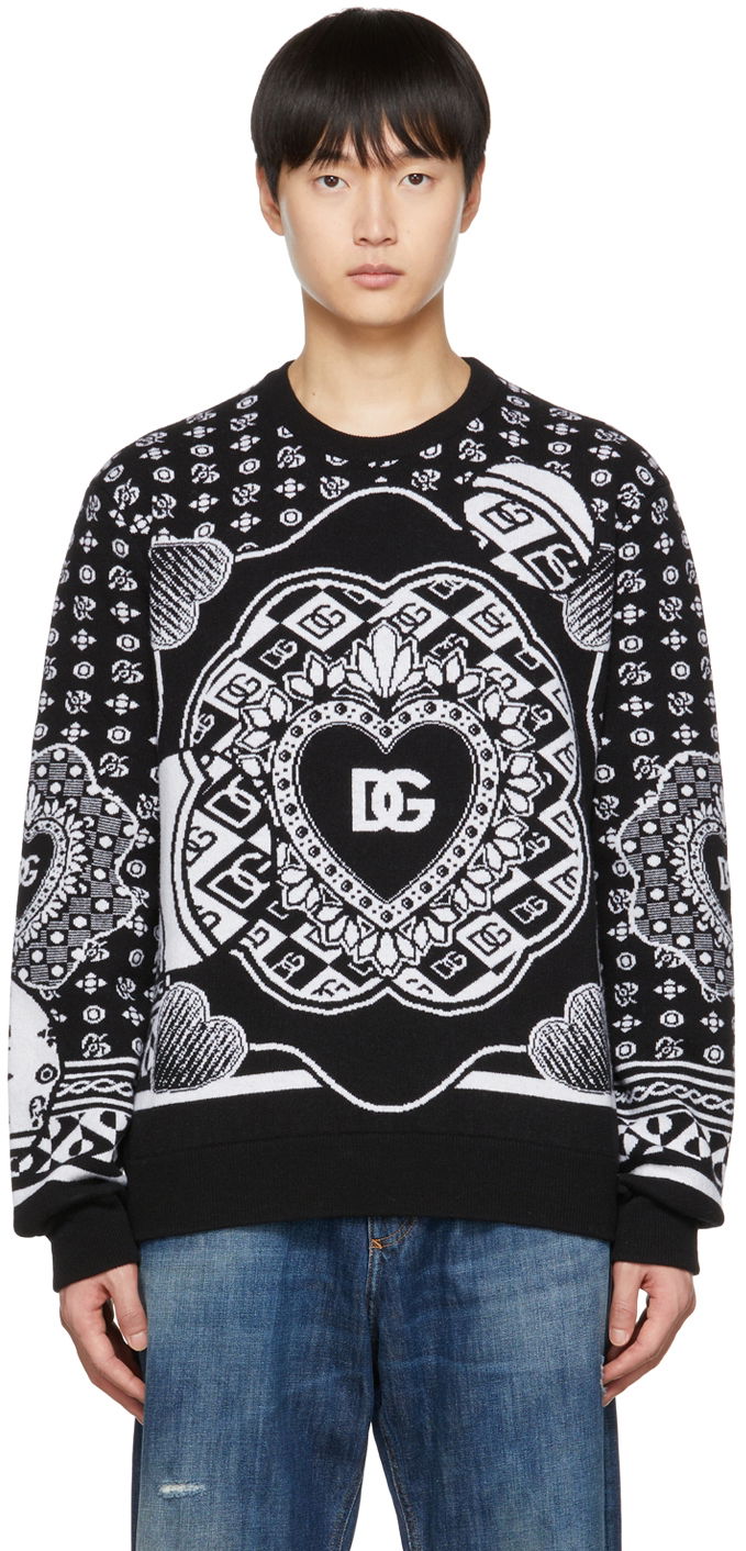 Sveter Dolce & Gabbana Black Graphic Sweater Čierna | GXJ79TJAWJ4, 0