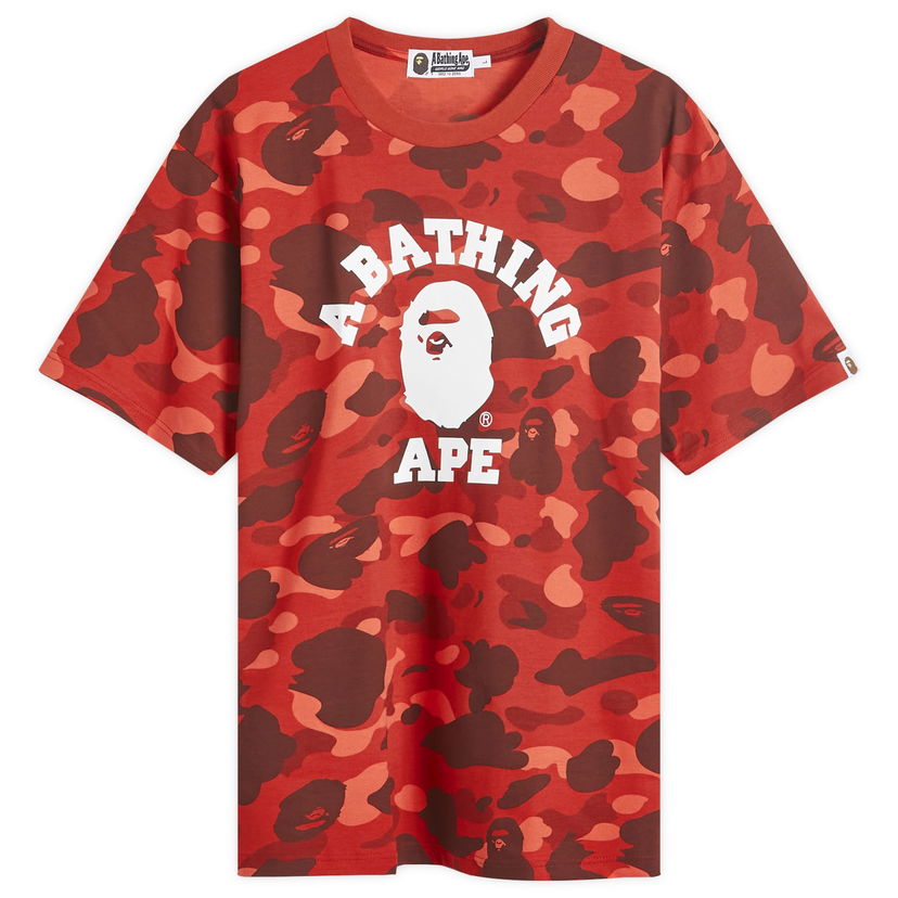 Tričko BAPE A Bathing Ape Colour Camo College T-Shirt Červená | 001CSK301002M-RED