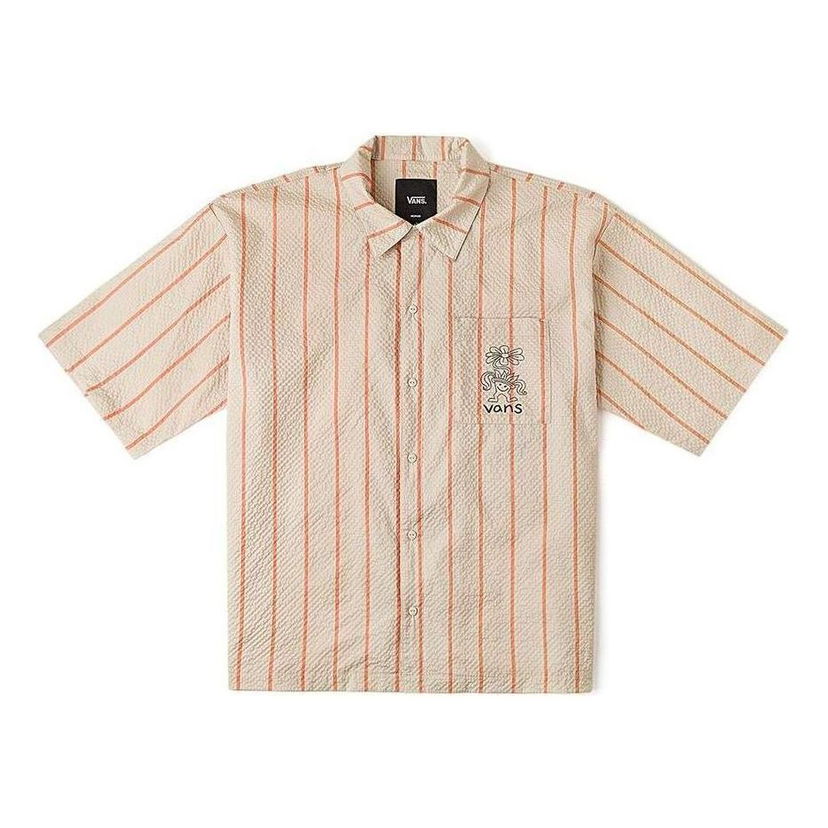 Košeľa Vans Striped Short-Sleeved Shirt Béžová | VN000GTKCW9