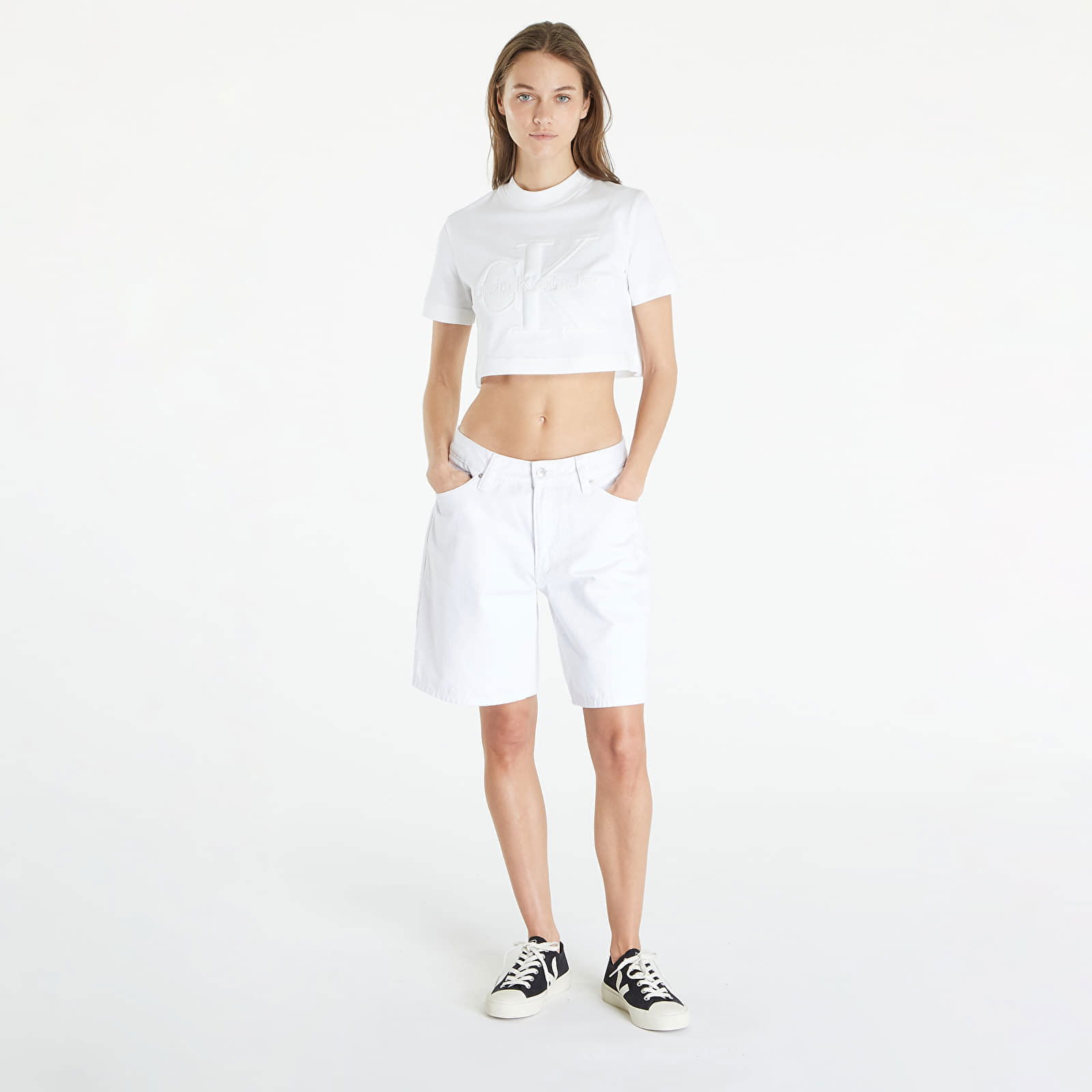 Premium Monologo Cropped T-Shirt White