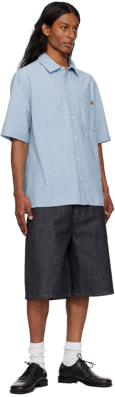 Košeľa MAISON KITSUNÉ Maison Kitsuné Relaxed Short Sleeve Shirt Modrá | OM00424WC5006, 3