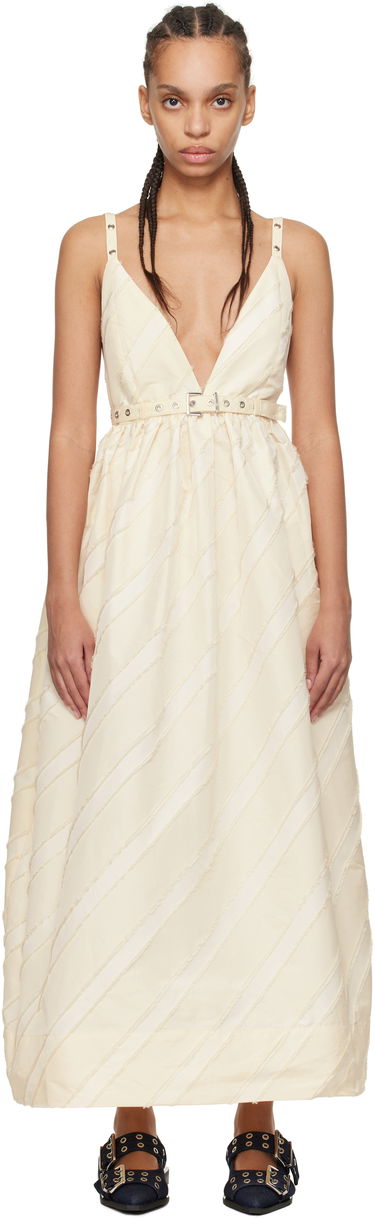 Šaty GANNI GANNI Stripe Strap Maxi Dress Béžová | W0173, 0