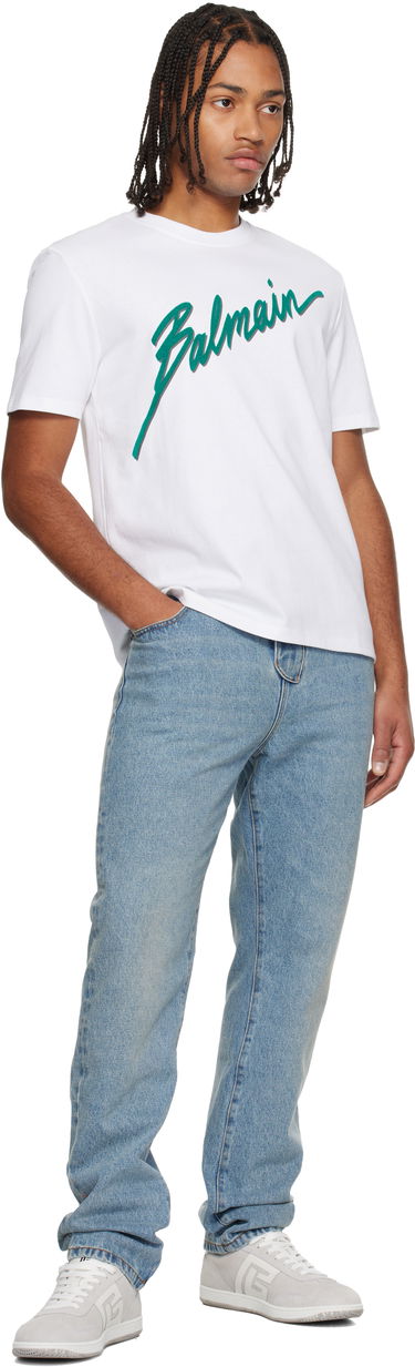 Tričko Balmain 'Balmain' Flocked T-shirt Biela | FH1EG000BC86, 3