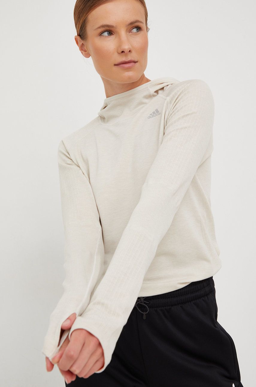 Mikina adidas Performance X-City Running Knit Sweatshirt Béžová | HC6339, 0