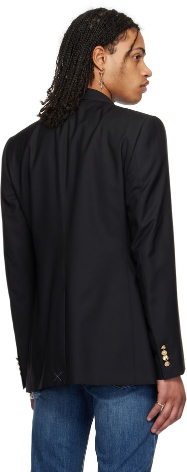Bunda Dolce & Gabbana Dolce&Gabbana Single-Breasted Wool & Silk Blazer with Patch Čierna | G2LK0ZFU3H1, 2