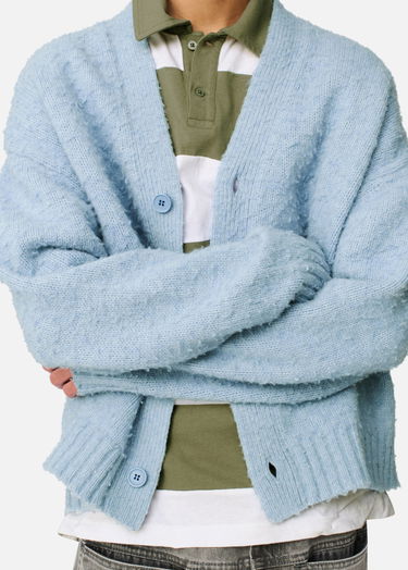 Sveter AXEL ARIGATO Studio Fuzzy Knit V-Neck Cardigan Modrá | A3731003, 10