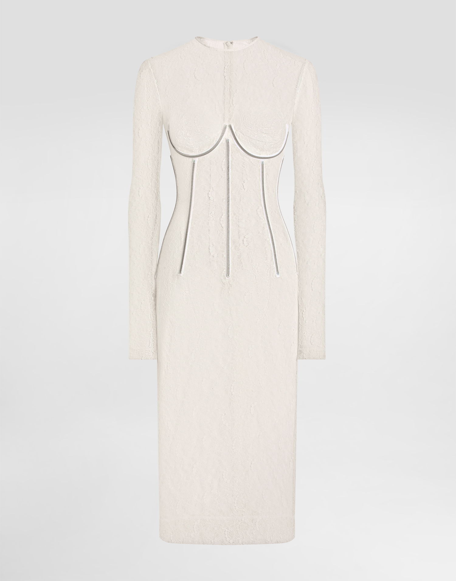 Šaty Dolce & Gabbana Dolce & Gabbana Lace Calf-Length Dress with Corset Detailing Biela | F6TSLTFLUCQW0001, 0