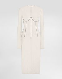 Dolce & Gabbana Lace Calf-Length Dress with Corset Detailing