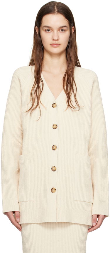 Sveter TOTEME TOTEME Women's Ribbed Knit Cardigan Béžová | 242-WRT2183-YA0042, 0