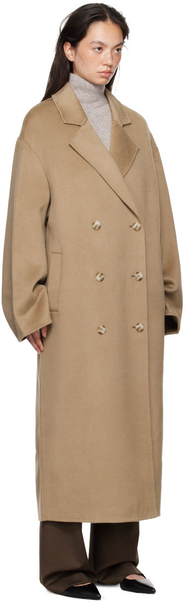 Kabáty Loulou de Saison Loulou de Saison Borneo Double-Breasted Long Coat Biela | BORNEO, 4