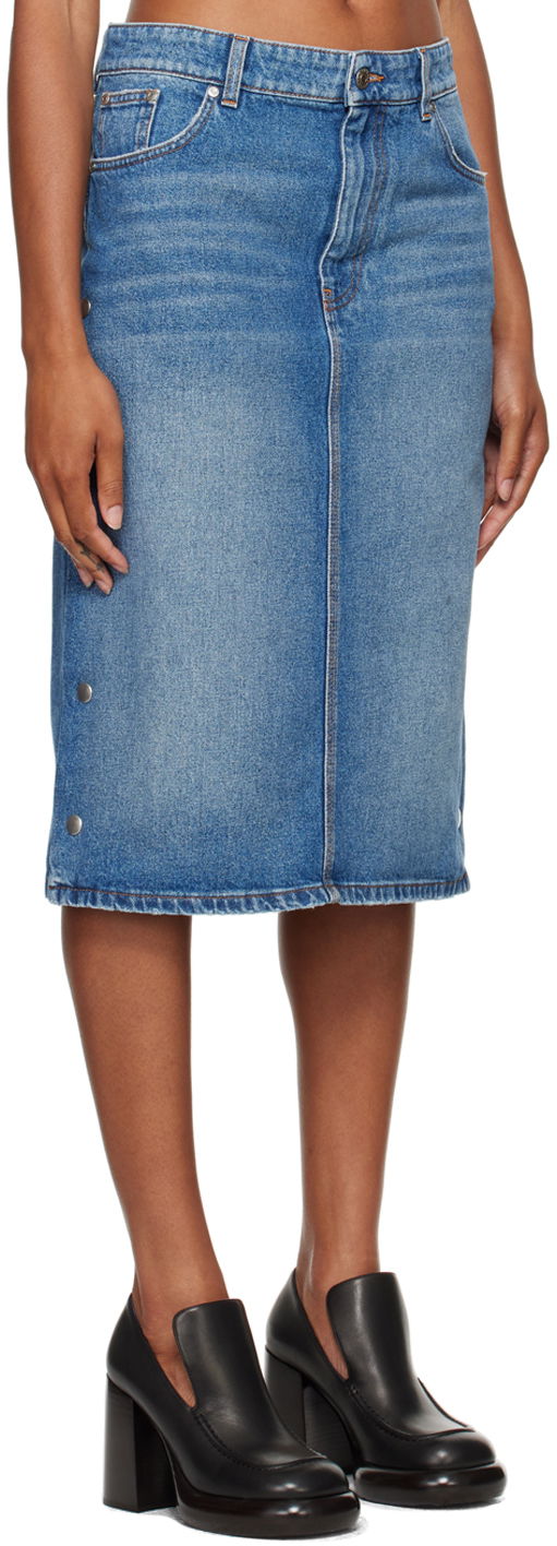 Sukňa Stella McCartney Snap Denim Midi Skirt Modrá | 6D03293SQH00, 1