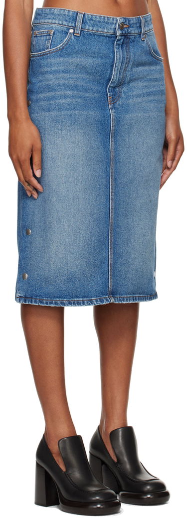 Sukňa Stella McCartney Snap Denim Midi Skirt Modrá | 6D03293SQH00, 1