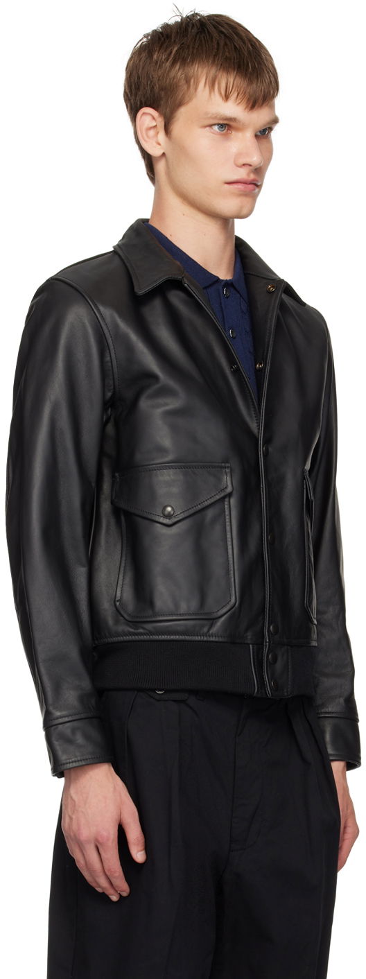 Bomber bunda BEAMS BEAMS PLUS Military Leather Bomber Jacket Čierna | 3818-0018-202, 1
