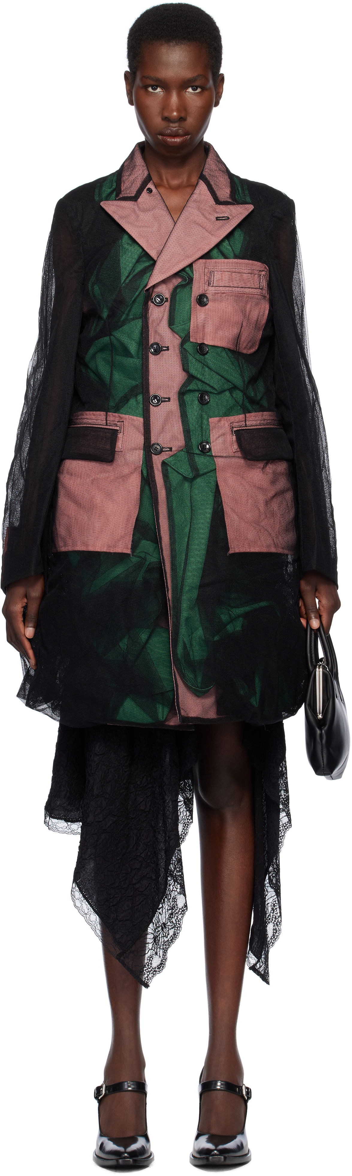 Kabáty Comme des Garçons Comme des Garçons Homme Plus Tulle & Gabardine Coat Čierna | PO-J035-051, 0