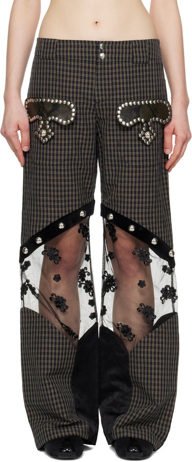 Nohavice Chopova Lowena Chopova Lowena Rusher Plaid & Lace Panel Trousers Hnedá | 4092, 0