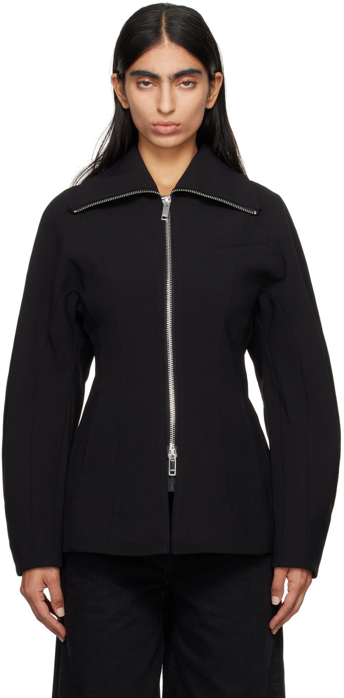 Bunda GANNI GANNI Bonded Crepe Curve Sleeve Jacket Čierna | F9608, 0