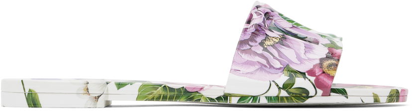 Šaty Dolce & Gabbana Dolce&Gabbana Floral Print Rubber Slides Biela | CW2215 A6L05