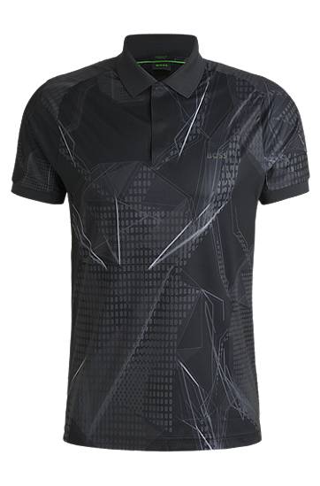 Polo tričko BOSS Paddy Graphic-Print Polo Shirt with UV Protection Čierna | 50537757, 0