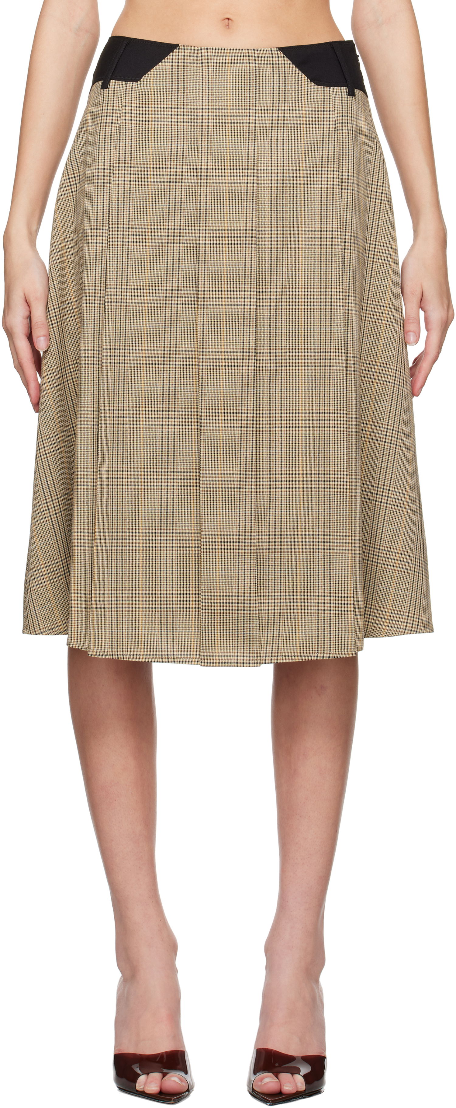 Sukňa Miaou Miaou Albra Plaid Midi Skirt Béžová | 4055BCWBRC, 0
