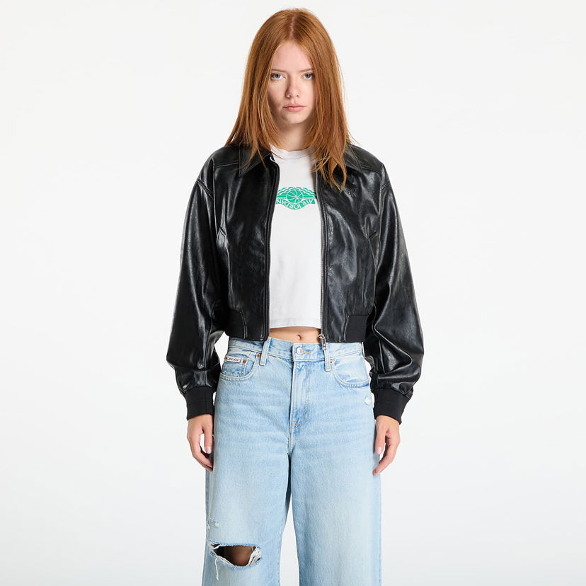 Bunda CALVIN KLEIN Calvin Klein Jeans A-Cropped Crinkle Jacket Čierna | LV047C518G UB1