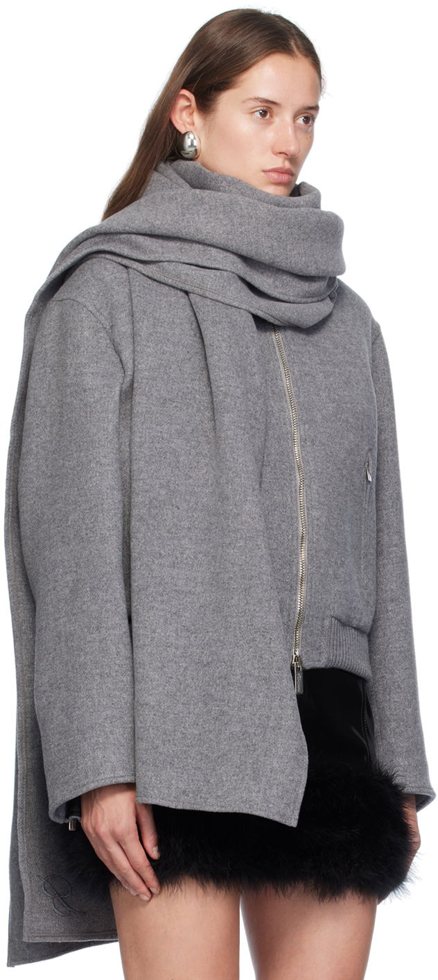 Bomber bunda Blumarine Felt Scarf Bomber Jacket Šedá | A422S079A, 1