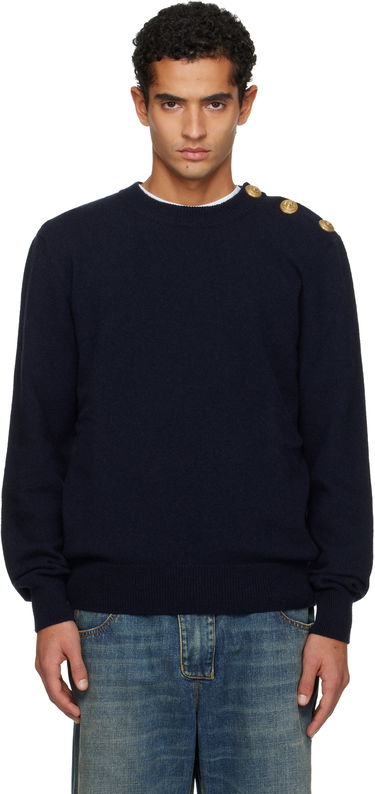 Sveter Balmain Eco-Cashmere Sweater Navy | FH1KD010KI87, 0