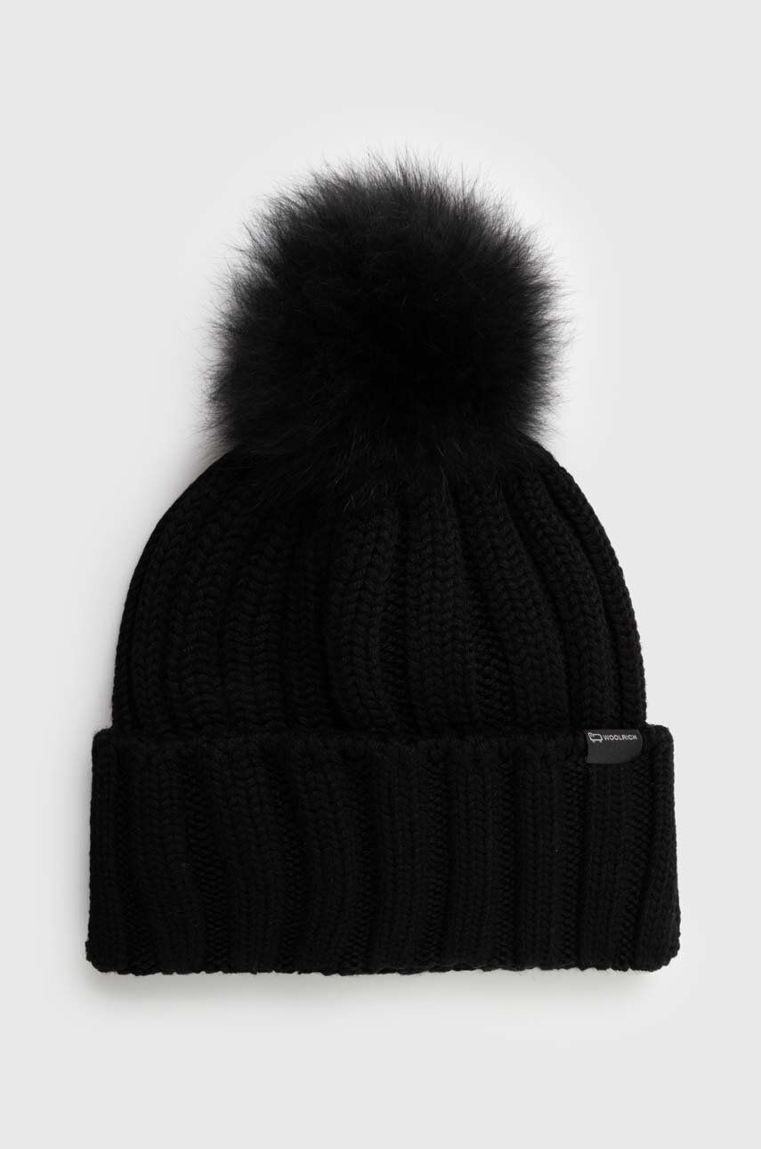 Wool Beanie with Pom-Pom