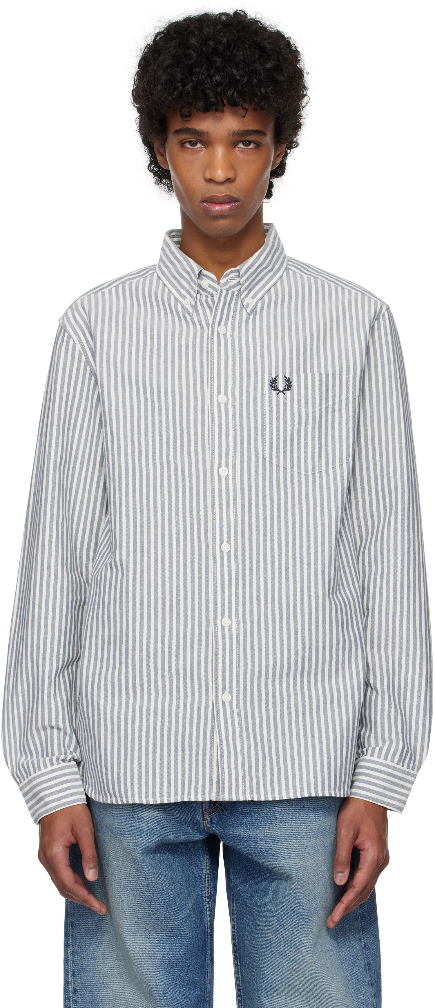 Košeľa Fred Perry Fred Perry Striped Oxford Shirt Biela | M6574, 0