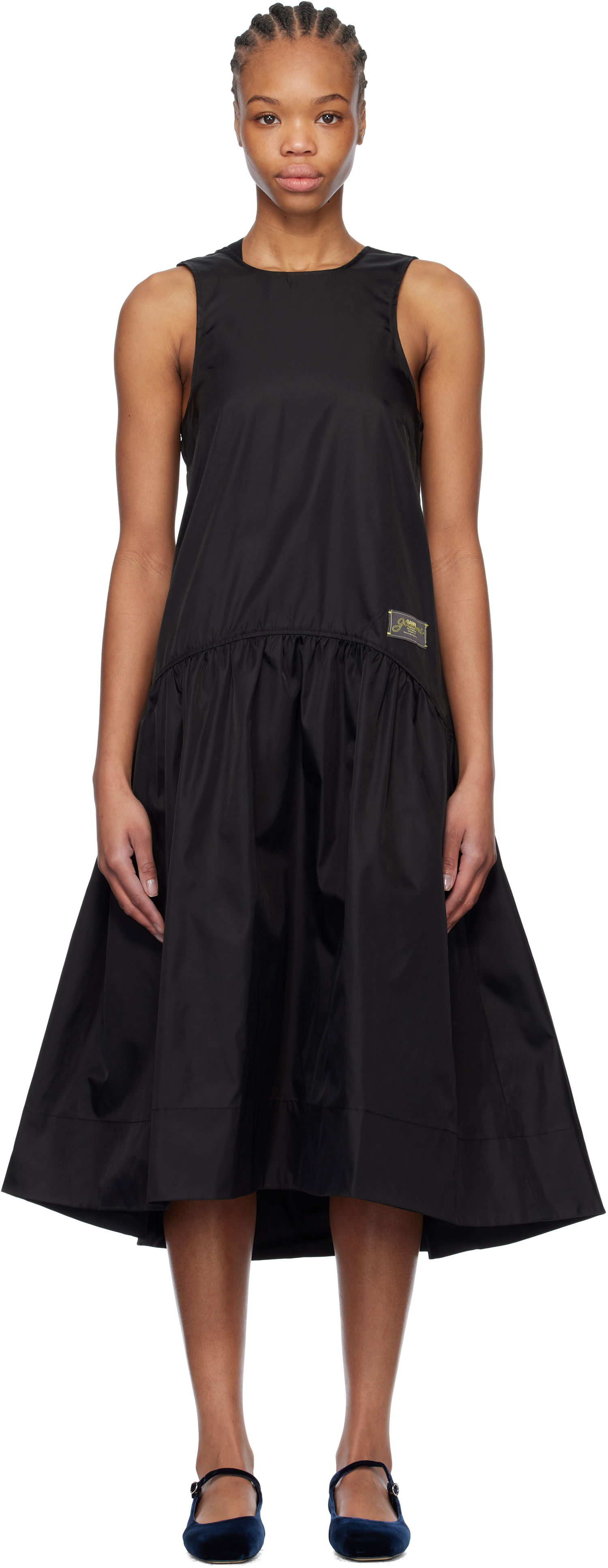 Šaty GANNI GANNI Duchesse Nylon Midi Dress Čierna | W0478, 0