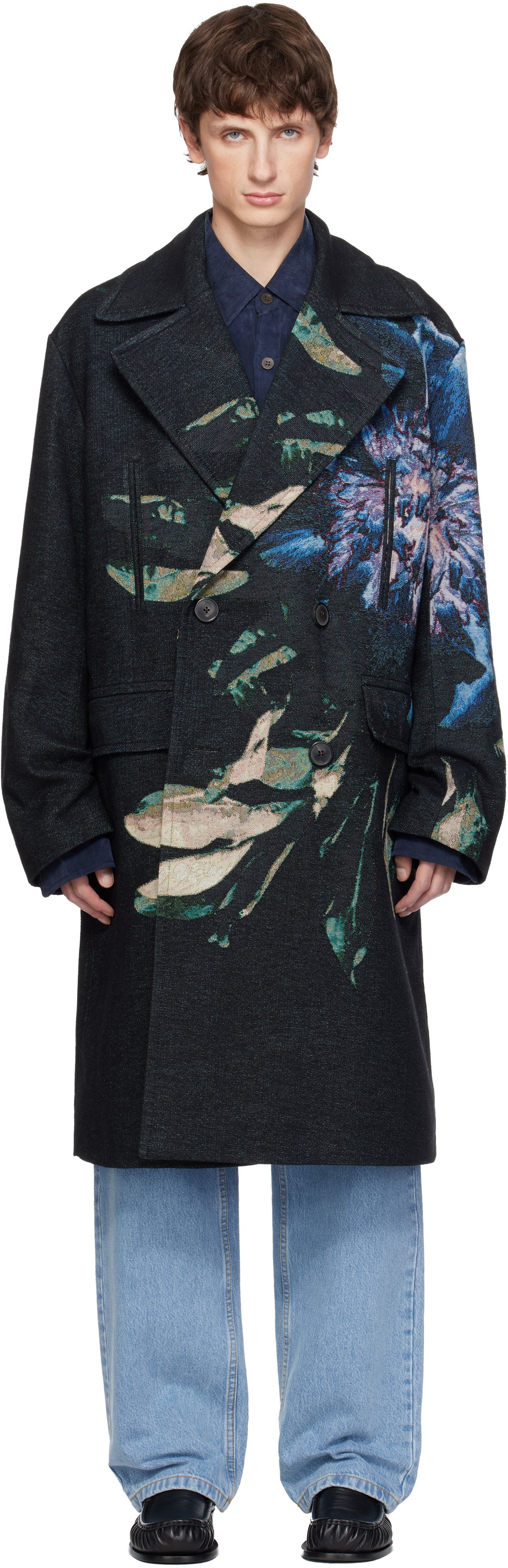 Kabáty Dries Van Noten Dries Van Noten Floral Jacquard Caban Coat Rôznofarebný | 252-020234-2137, 0
