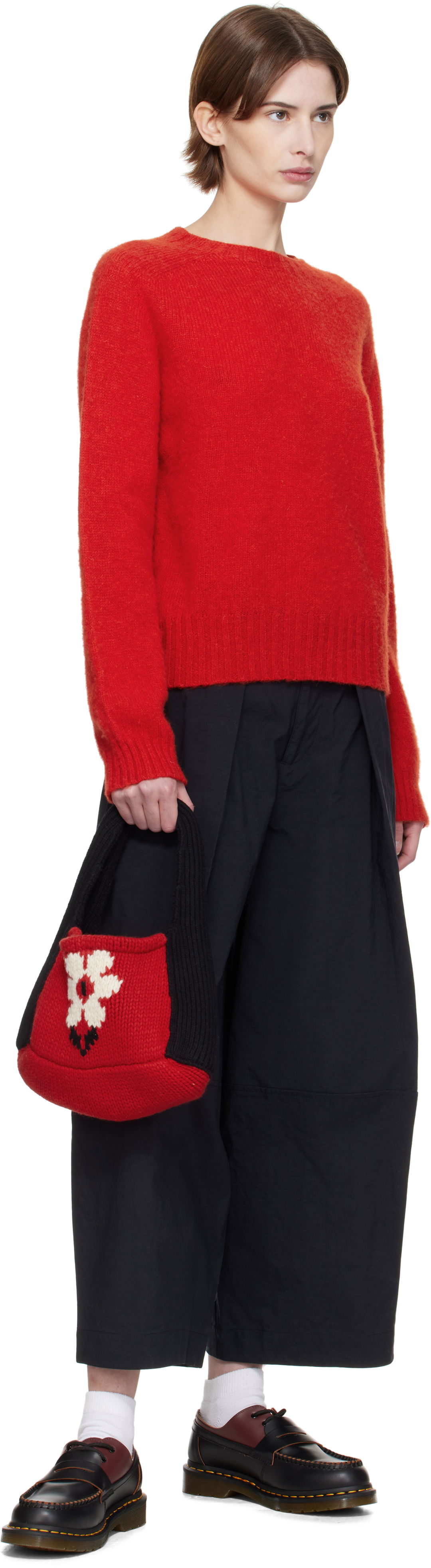 YMC Hand Knit Bag with Flower Design