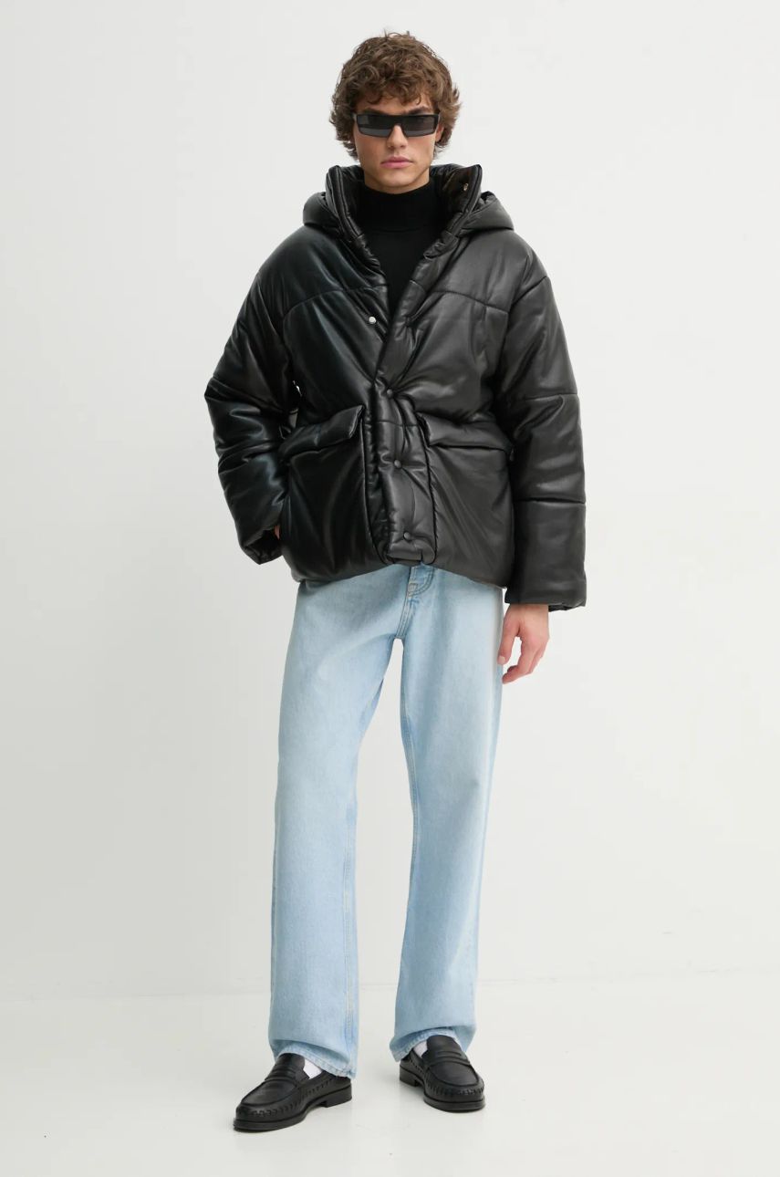 Prešívaná bunda Nanushka Hide Vegan Leather Puffer Jacket Čierna | NM22CROW00299, 1
