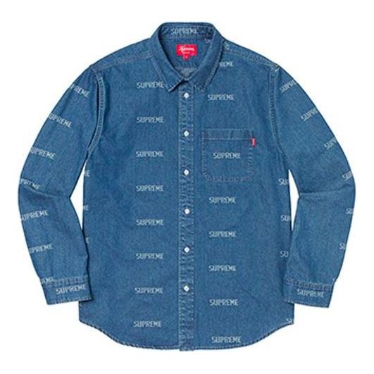 Košeľa Supreme Logo Print Denim Shirt Modrá | SUP-SS19-962