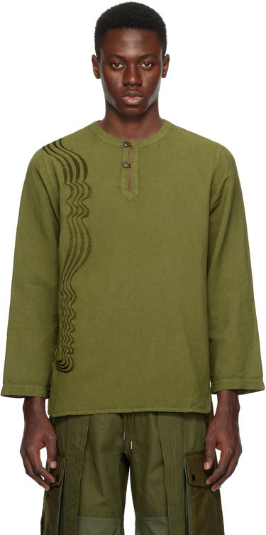 Košeľa Maharishi Maharishi Kurta Embroidered Henley Shirt Zelené | 6053, 0