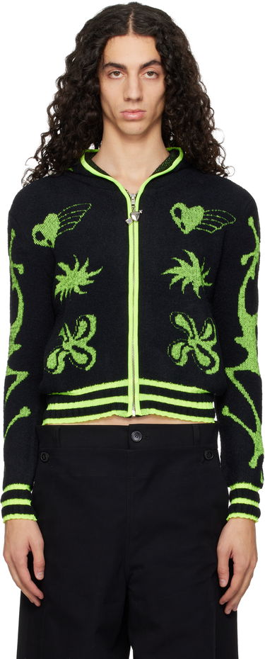 Mikina Chopova Lowena Cartoon Knit Full-Zip Hoodie Čierna | 5257, 0